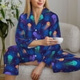 thumbnail image 6 of Pofeuu Jellyfish colorful Print Womens Pajamas Set Long Sleeve Sleepwear Button Down Nightwear Soft Pj Lounge Sets Button Down Pajamas Women-Medium, 6 of 7