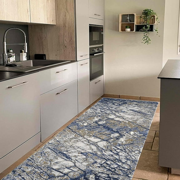 HR Abstract Rugs Boho abrash Rugs Marble Theme Mocha Gray Navy Blue Bone and Multi Color Luxury Livingroom Carpet Thick Pile and Ultra Soft Non-Shedding Rug