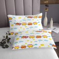 thumbnail image 3 of Erosebridal Cartoon Bus Car Coverlet Set Queen, Construction Vehicle Bedding Set, Colorful Flower Decor, 3 of 5