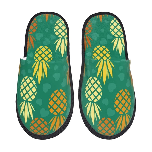 Fotbe Pineapples1 Pantuflas Peludas para Mujer con Estampado, Zapatillas de Peluche, Zapatos de Invierno para Casa, Uso Interior y Exterior-Medium