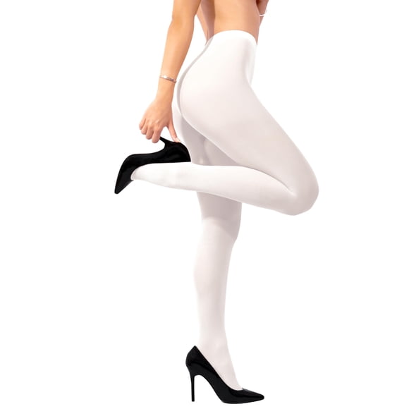 Mallas Sofsy 40 Den, opacas, blancas puras, cintura alta, talla grande