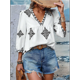 thumbnail image 4 of Blusas Casuales de con Cuello en V y Estampado Floral para Mujer, Blusas Bohemias de Verano con Mangas 3/4. Negro M, 4 of 9