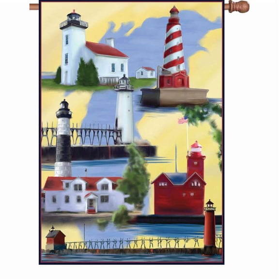Premier House Size Flag - Michigan Lighthouses