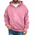 thumbnail image 2 of Men's Quarter Zip Pullover Hoodies Half Zip Hoodie Men Long Sleeve Hoodie Fleece Casual 1/4-Zip Sweatshirt Pink M, 2 of 4