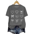 thumbnail image 6 of TTUHYWXI Valentines Shirt for Women Romantic Love Heart Bow T-Shirts Valentine Day Lover Tee Tops Comfy Short Sleeve Shirts (Dark Gray, S), 6 of 6