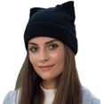 thumbnail image 1 of Women Cat Ear Beanie Hat Wool Braided Knit Trendy Winter Warm Cap, 1 of 6