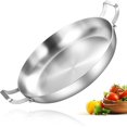thumbnail image 1 of Inqibee 14-Inch Tri-Ply Stainless Steel Paella Pan,Large Skillet,Griddle Pan,Large Frying Pan,Jumbo Cooker,Induction Cookware,Dishwasher and Oven Safe., 1 of 6