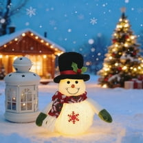 8" Christmas Table Decorations with LED Lights, Plush Snowman Figurines, LED Lighting Snowman Tabletop Figurine, Battery Operated Christmas LED Flameless Candles Snowman for Home Party Winter Decor