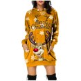 thumbnail image 1 of Robe d'Été Imprimée de Noël pour Femmes 2025, Chandail à Capuche à Manches Longues, Robe Confortable avec Poche, Chandail Décontracté, 1 of 6