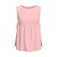 thumbnail image 4 of Women's Tank Top, Fashion Casual Summer Solid Color Round Neck Sleeveless Pullover Side Split Top, Loose Fit Cami with Side Tie, Trendy Blouse for Daily, 4 of 7