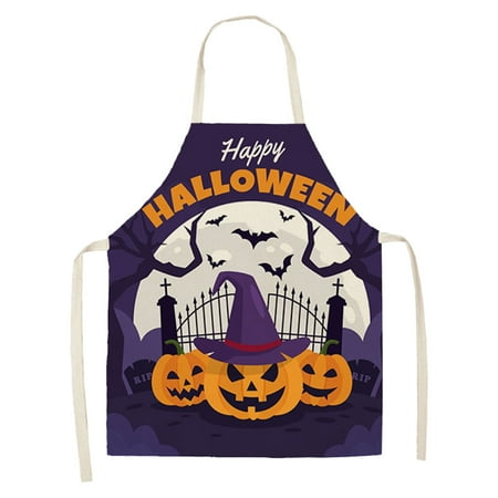 

Cooking Apron Party Decorations Apron Scary Monster Face Bats Baking BBQ Apron Adjustable Kitchen Aprons For W Portable Toiletry Tote Gym Bag