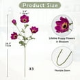 thumbnail image 3 of 28.3" Purple Artificial Poppy Flowers 3Pcs Silk Fake Poppy Flowers Real Touch Long Stem with 4 Heads for Centerpiece Bouquet Table Home Decoration, 3 of 6