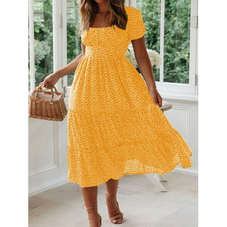 Vestidos Vintage Vintage Print Puff Sleeve summer Beach sweet dresses Casual Square collar floral maxi long dress festa