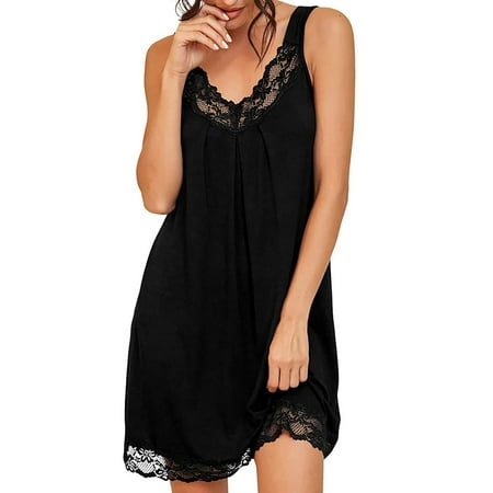 

Pgeraug fall dresses for women 2022 dresses for women 2022 Sleepwear Short Sleeve Nightgown Soft Sleepshirt Pleated Nightshirt Black L
