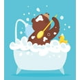 thumbnail image 3 of Ambesonne Funny Bear Duvet Cover Sets, Taking a Bubbly Shower, 2-Twin, Blue Brown Yellow, 3 of 3