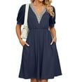 thumbnail image 2 of Purcoar Women's Summer Dress Short Sleeve V-Neck Midi Dress With Pocket, 2 of 8