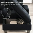 thumbnail image 3 of Belffin Rectangular Velvet Ottoman with Storage, Tufted Design, Black, 3 of 6