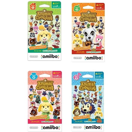 Nintendo Animal Crossing amiibo Cards Series 1, 2, 3, 4 for Nintendo Wii U and 3DS, 1-Pack (6 Cards/Pack) (Bundle) Includes 24 Cards