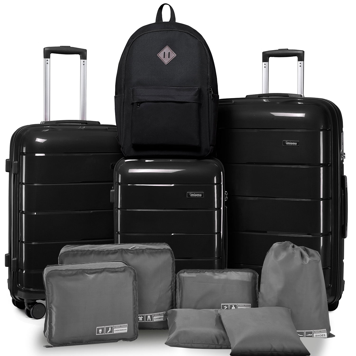 imiomo 3pcs Luggage Set PP Hard Shell Hard Side TSA Lock Lightweight