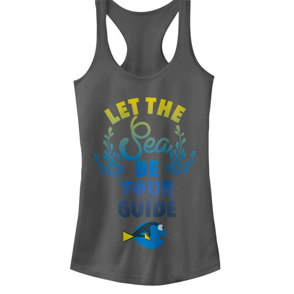 Junior's Finding Dory Let the Sea be Your Guide  Racerback Tank Top Charcoal X Large