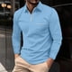 thumbnail image 3 of Camiseta de manga larga con solapa para hombre - Camisetas lisas informales para las fiestas - Tejido de poliéster - Tallas S-XXXL, 3 of 5