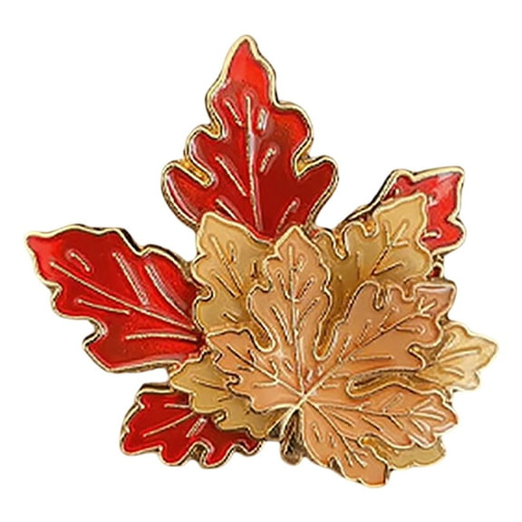Thanksgiving Brooch Pin for Women - Autumn Maple Leaf Lapel Pin with Red Yellow Orange Enamel, Vintage Fall Jewelry Gift for Coat, Wedding, Party Decoration