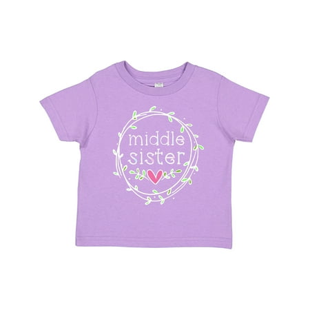 

Inktastic Middle Sister Leaves Circle Heart Gift Toddler Toddler Girl T-Shirt