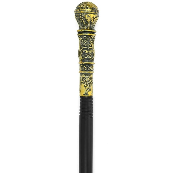 Skeleteen Antique Gold Walking Cane - Elegant Vintage Prop Stick Dress Canes Costume Accessories for All Ages