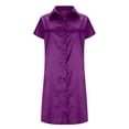 thumbnail image 7 of Caywon Women's Satin Sleep Robe Button Front Short Sleeve Lapel Collar Soft Breathable Loose Loungewear Nightgown Casual Home Sleep Dress for Women, 7 of 7
