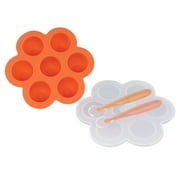 Acorn Baby Orange Food Container Freezer Tray with Thin Lid and 2pk Spoons