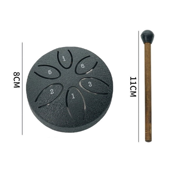 Mini tambor hueco de 3 pulgadas, tambor de lengüeta de acero de 6 vías, tambor hueco, tambor tranquilizador, instrumento de percusión, tambor hueco, instrumento portátil para niños