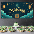 thumbnail image 6 of LUUFILx Eid Mubarak Banner Ramadan Mubarak Backdrop Moon Stars Lantern Decorations Party Supplies Festival Celebrations Home Decor Event Decoration Photography Props, 6 of 8