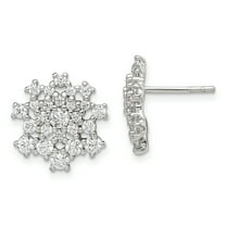 Primal Silver Sterling Silver Cubic Zirconia Cluster Post Earrings