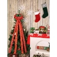 thumbnail image 2 of LaRibbons 13" Christmas Tree Topper Bow, 2.5" Wired Ribbon,  Red/Green Glitter Printed Floral, 2 of 8