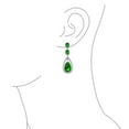 thumbnail image 3 of Bling Jewelry Womens Cocktail Bridal Cubic Zirconia Halo Big Statement Green Teardrop CZ Chandelier Earrings Silver Plated, 3 of 6
