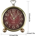 thumbnail image 6 of Desk Clocks, Small Table Alarm Clocks for Shelf Bedroom Office,Vintage Metal Aesthetic Living Room Decor Clock with Night Light, Non Ticking Silent Battery Operated Cute Clocks (Red), 6 of 8