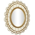 thumbnail image 6 of DecMode 35" x 35" Brown Handmade Woven Floral Wall Mirror with Beaded Accents, 6 of 12