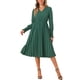 thumbnail image 1 of VESTIDOS V DE CUELLO INSPIRADORES CHIC PARA MUJERES, CON MANGAS PUFF PLISADAS, ELEGANTE Y CASUAL, MIDI, COLOR VERDE OSCURO, 1 of 5