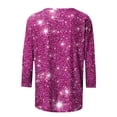 thumbnail image 6 of Nfurl Women's Sparkly Sequin Shirts Glitter 3/4 Sleeve Crewneck Pullover Tops Party Wear Trendy Ladies Evening Holiday Club Clothing Hot Pink XXXL, 6 of 6