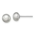 thumbnail image 3 of 925 Sterling Silver 6-7mm Grey FW Cultured Button Pearl Stud Earrings, 3 of 5