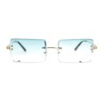 thumbnail image 2 of Luxury Rimless Showy Hustler Rectangle Metal Rim Sunglasses Gold - Green, 2 of 4