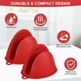 thumbnail image 2 of Mini Silicone Oven Mitts Heat Resistant, Rubber Oven Mitt Gloves, Finger Pinch Grips, Pot Holder, Silicone Potholder for Kitchen Cooking & Baking 1 Pair, Red, 2 of 7
