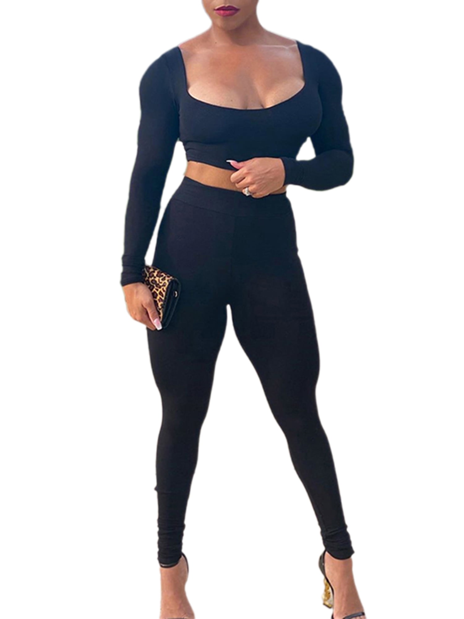 black long sleeve crop top outfit