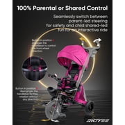 7-in-1 Folding Toddler Tricycle for 18 Months to 5 Years, Tricycle Stroller with Dual Brakes, All-Terrian Rubber Tire, Tricycle for Toddlers with Rotatable Seat, Adjustable Push Handle, Pink