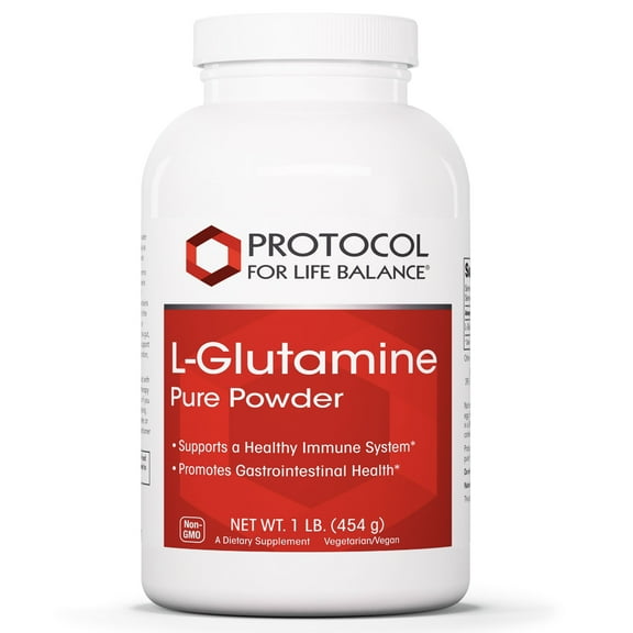 Protocol For Life Balance - L-Glutamine Pure Powder - Essential Amino Acid to Support Healthy Immune System, Promotes Gastrointestinal Health, Brain Booster, Helps Prevent Muscle Breakdown - 1 Pound