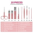 thumbnail image 4 of ZIZZON Travel Mini Set de manicura Juego de cortaúñas 10 en 1 Kit de cuidado de pedicura de acero inoxidable con estuche rosa, 4 of 5