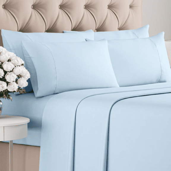 6 Piece Sheet Set - Comfy Breathable & Cooling - Ultra-Soft Hotel Luxury Bedding Set with 8-16 Inch Deep Pockets - 1 Flat & 1 Fitted Sheet & 4 Pillowcases - Wrinkle Free & Easy Care - Baby Blue