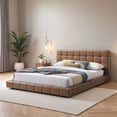 thumbnail image 2 of Claire Vegan Leather Upholstered Platform Queen Bed in Tan, 2 of 5