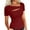 Wine, variant on AherBiu Going out Tops for Women Short Sleeve Cutout Neck Stretch Slim Fitted Basic Comfy Top Tee Shirts