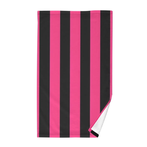 Pink and Black Stripe Bath Towel 100% Cotton Soft Thick High Absorbency Hand Face Towel Single Pack 16x28in